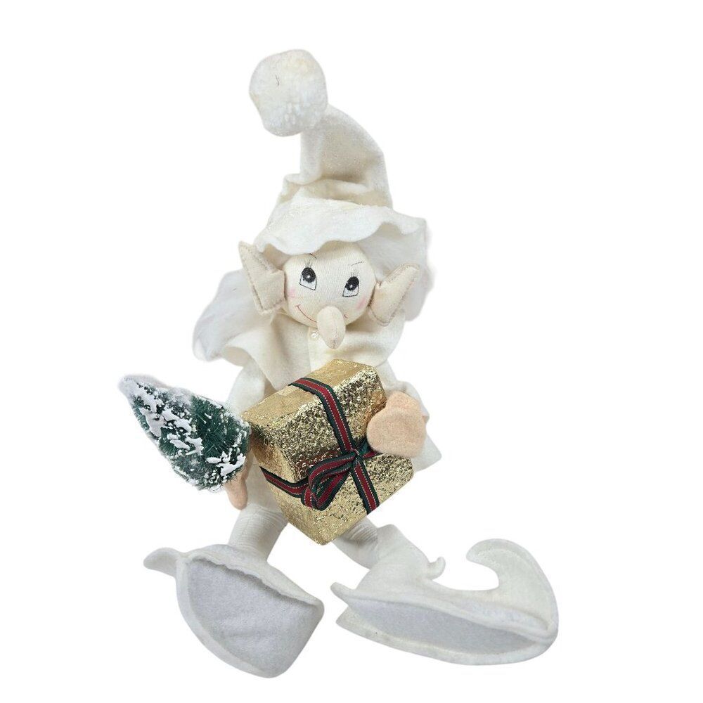 Vintage White Pixie Christmas Elf Figurine Gift Tree Holiday 20"
